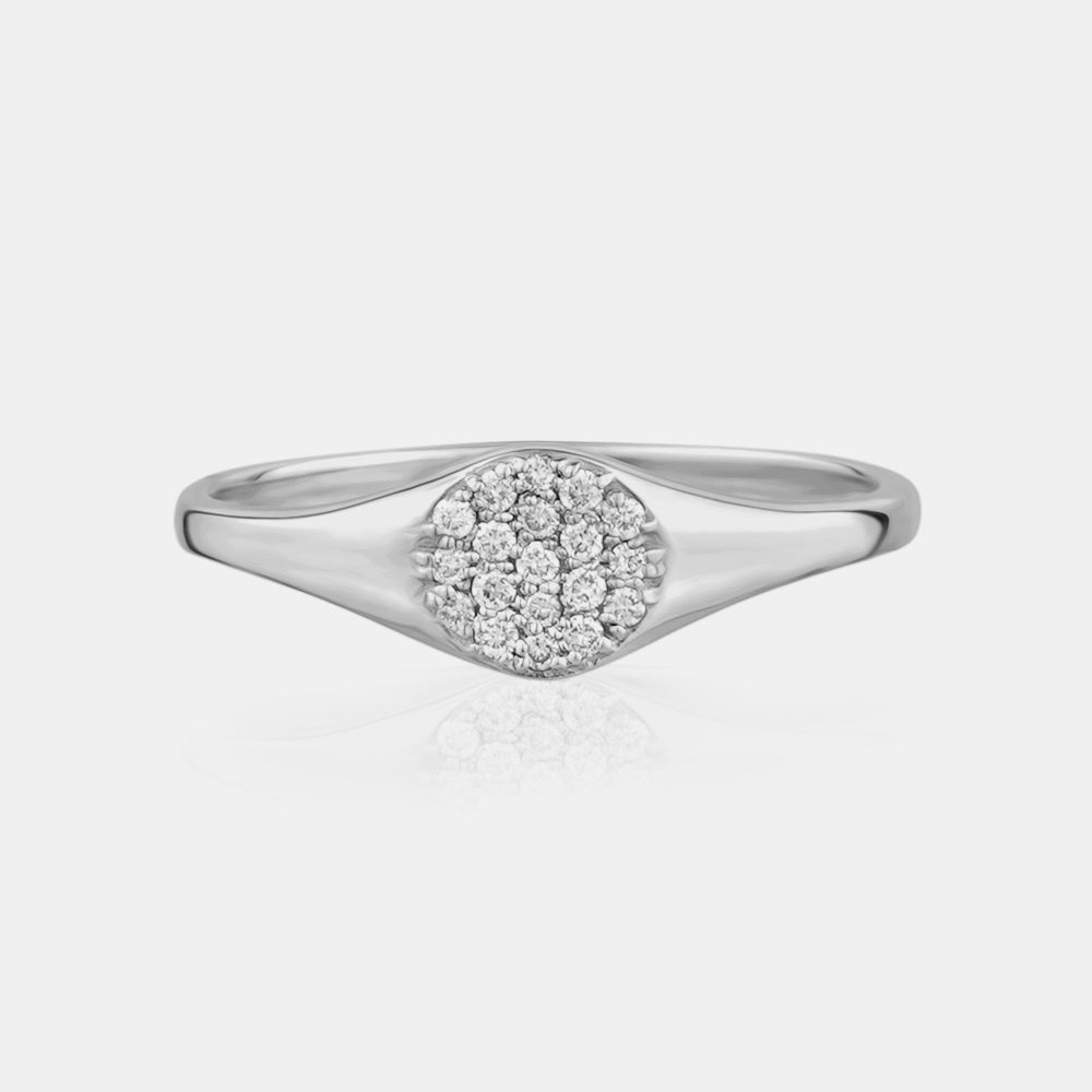 Mini Round Diamond Signet Ring