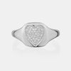 Bague de signet à cœur de diamant