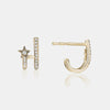 Boucles d'oreilles à double lobe de diamant avec étoile