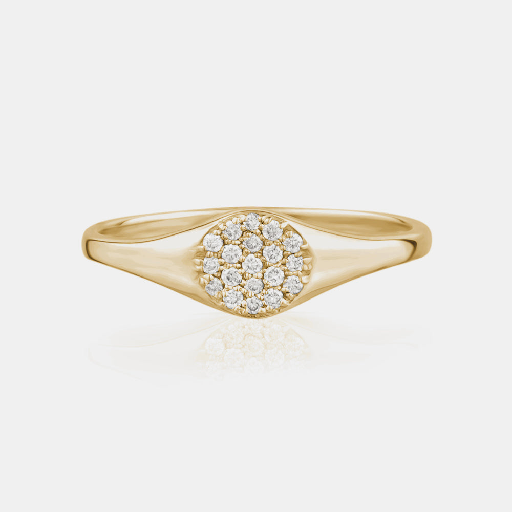 Mini Round Diamond Signet Ring