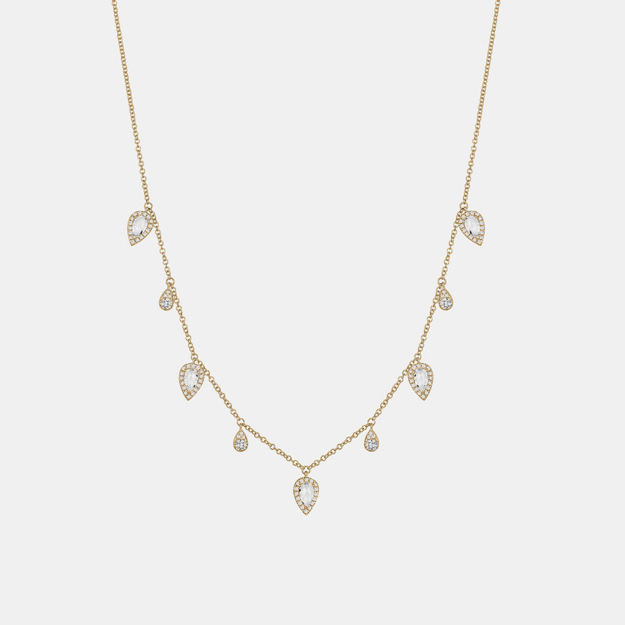 Collier en forme de goutte avec diamant et topaze blanche