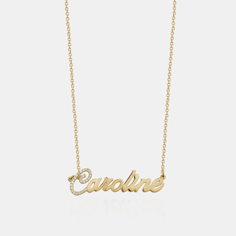 Collier avec nom orné de diamants