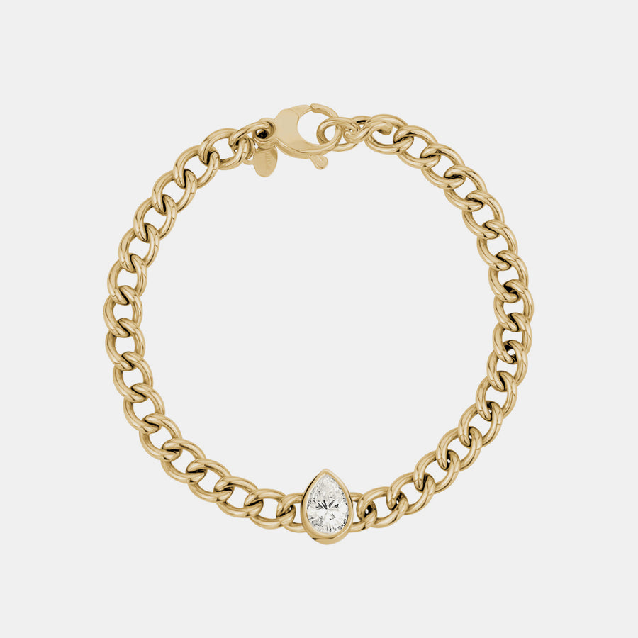 Bracelet avec diamant en forme de poire sertie d'un chaton
