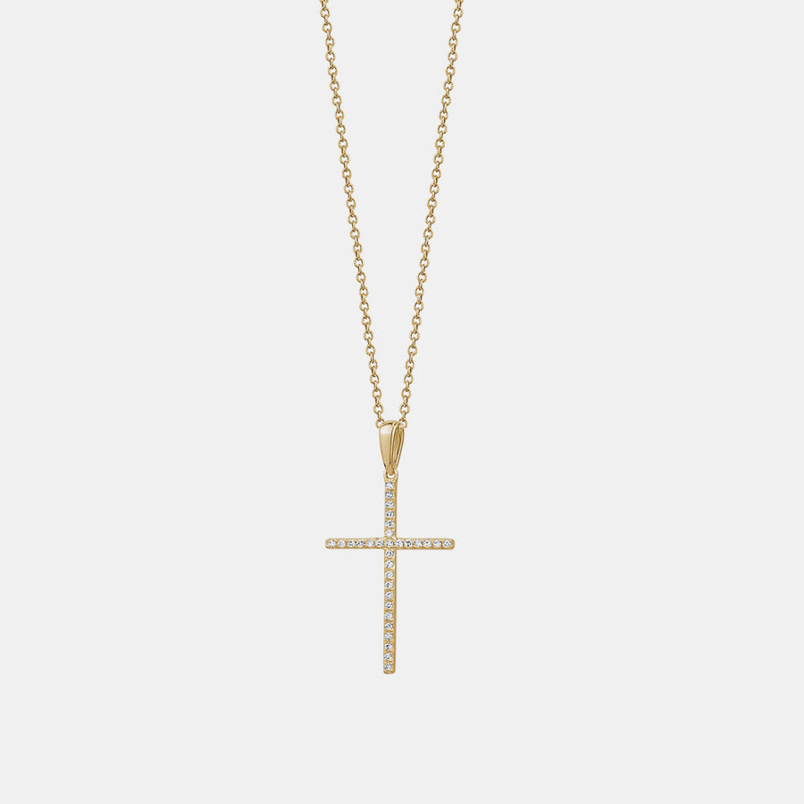 Collier croix classique à diamants