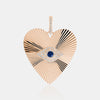 Breloque coeur oeil maléfique cannelé en diamant