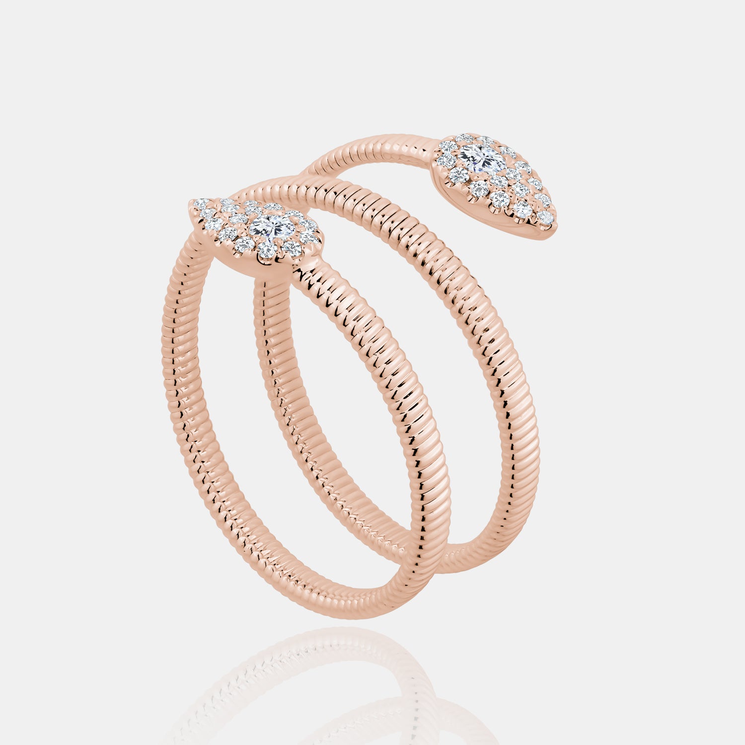 Omega Spiral Pear Diamond Ring