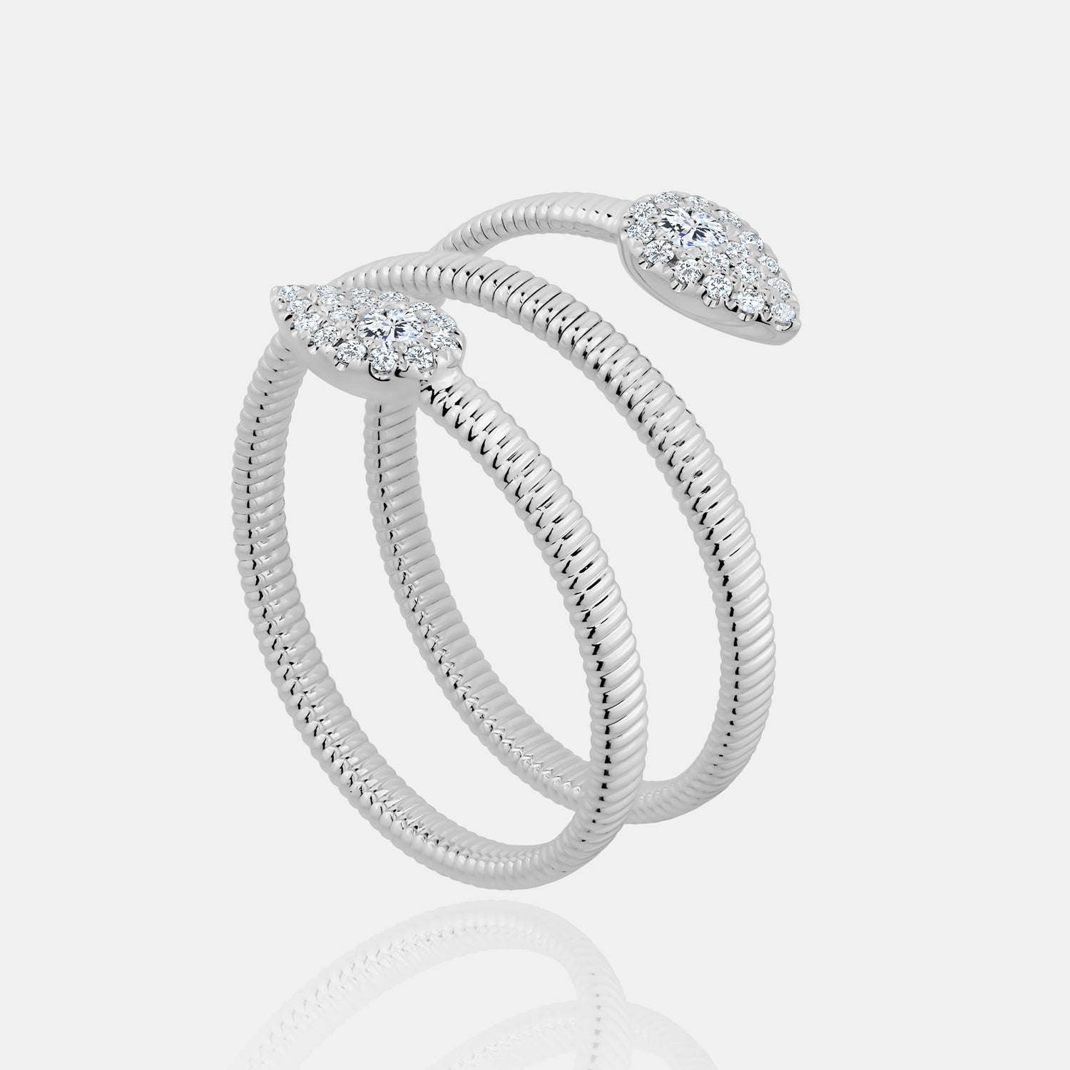 Omega Spiral Pear Diamond Ring