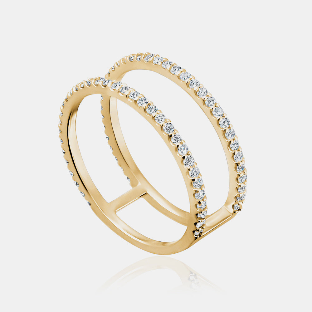 Bague à double rangée de diamants