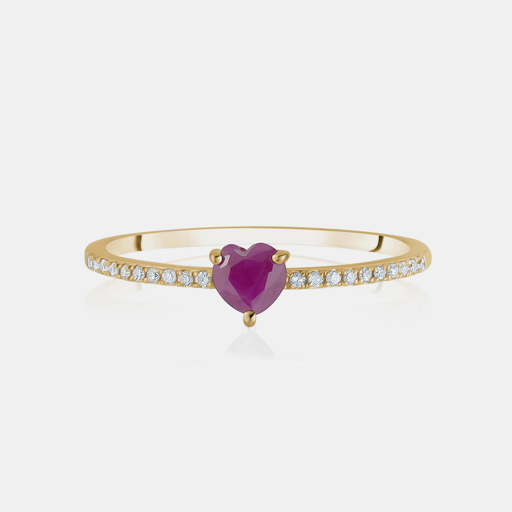 Bague pavée d'un cœur de rubis
