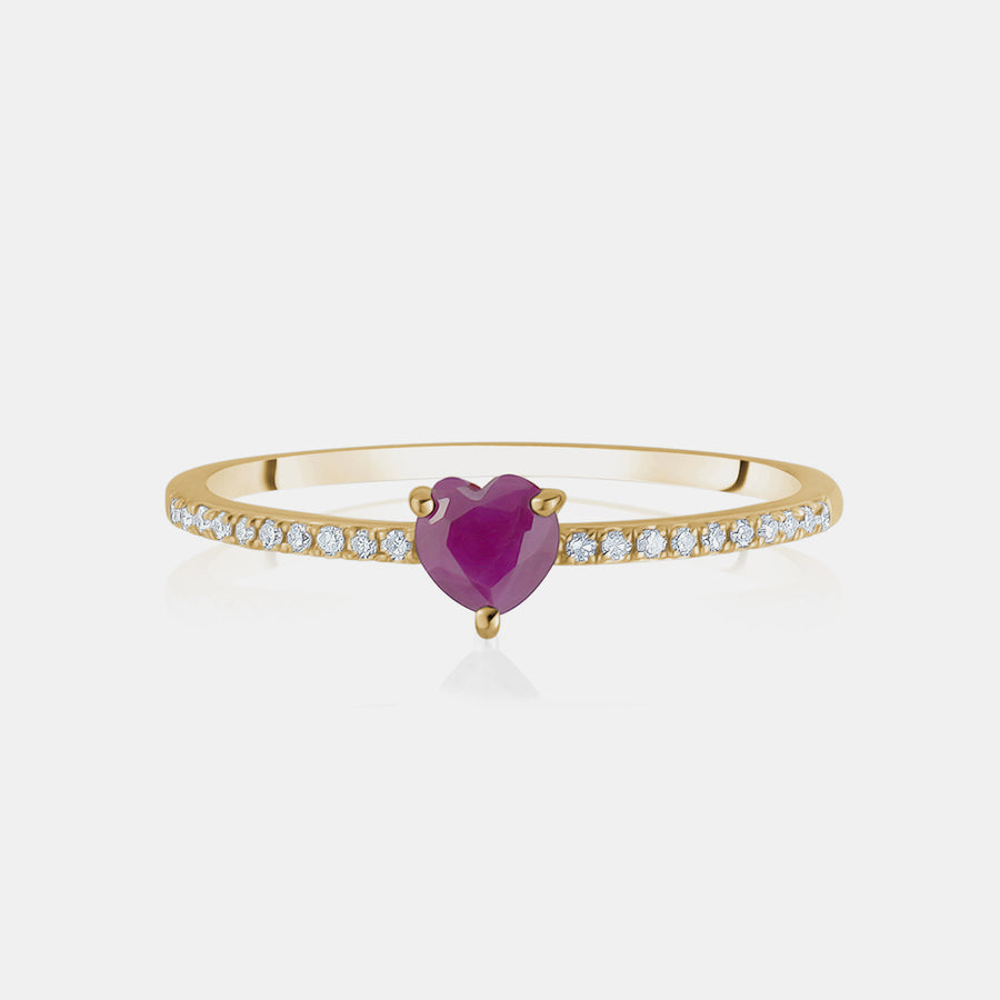 Bague pavée d'un cœur de rubis