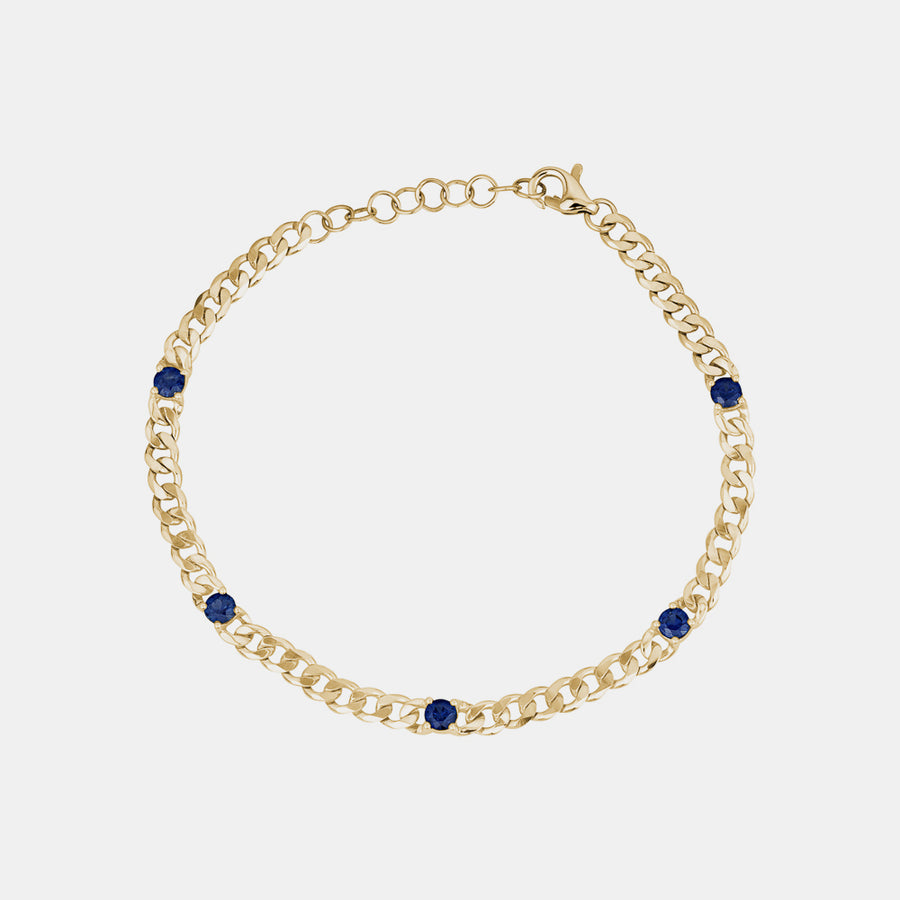 Bracelet avec lunette en saphir bleu