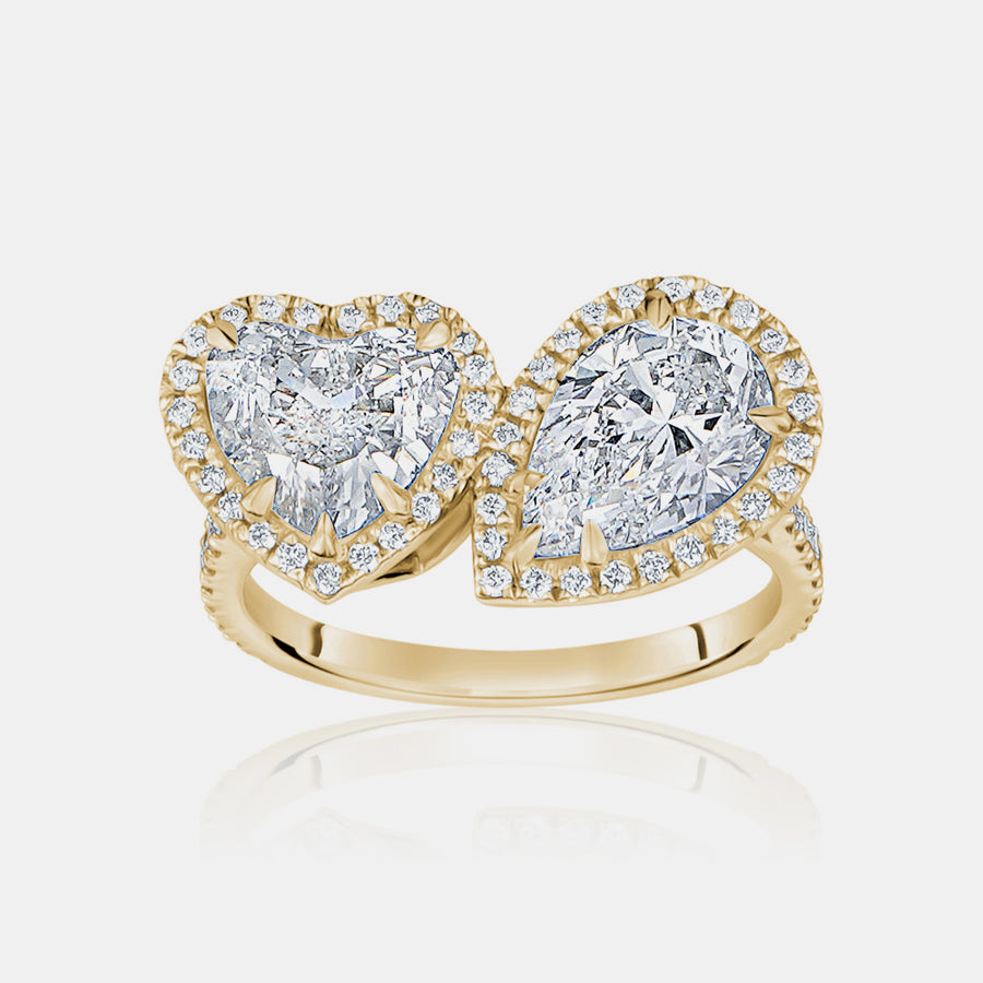 Bague de fiançailles Toi et Moi Halo