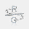Bague à Double Initiale Bobine en Diamant 