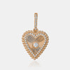 Breloque cœur en perles cannelées avec diamant