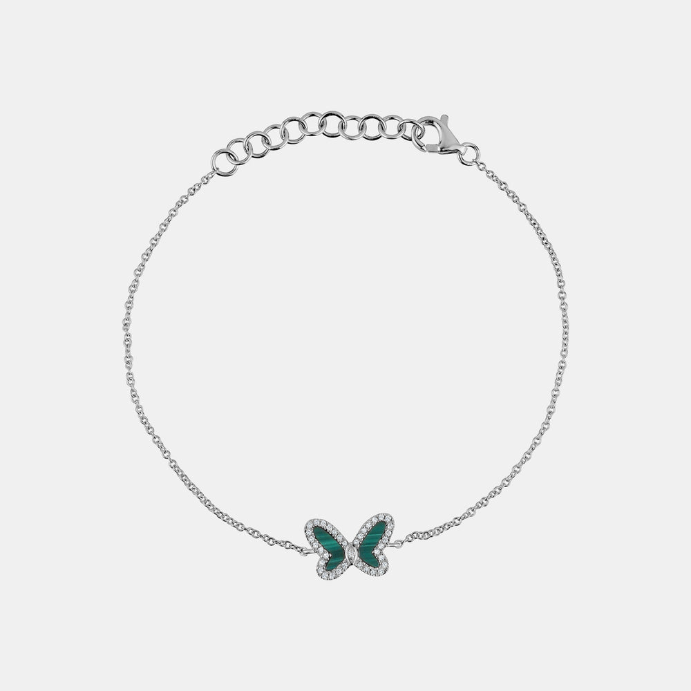 Diamond Gemstone Butterfly Bracelet - 14K White Gold