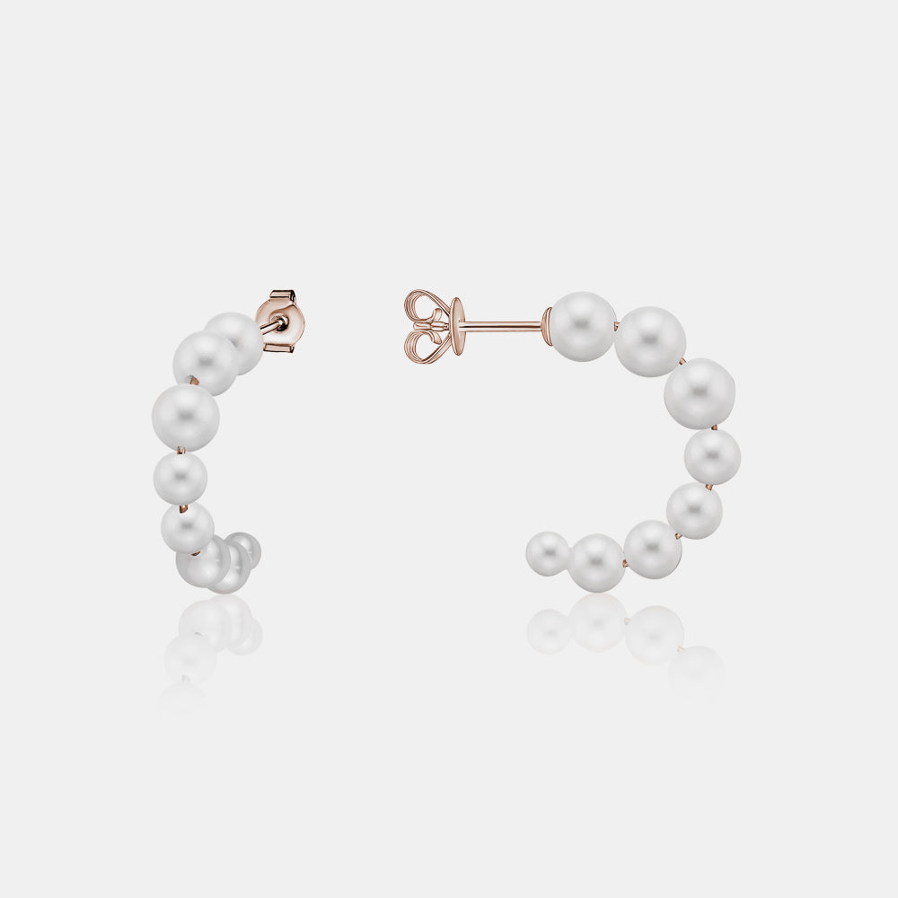 Small Graduated Pearl Hoops