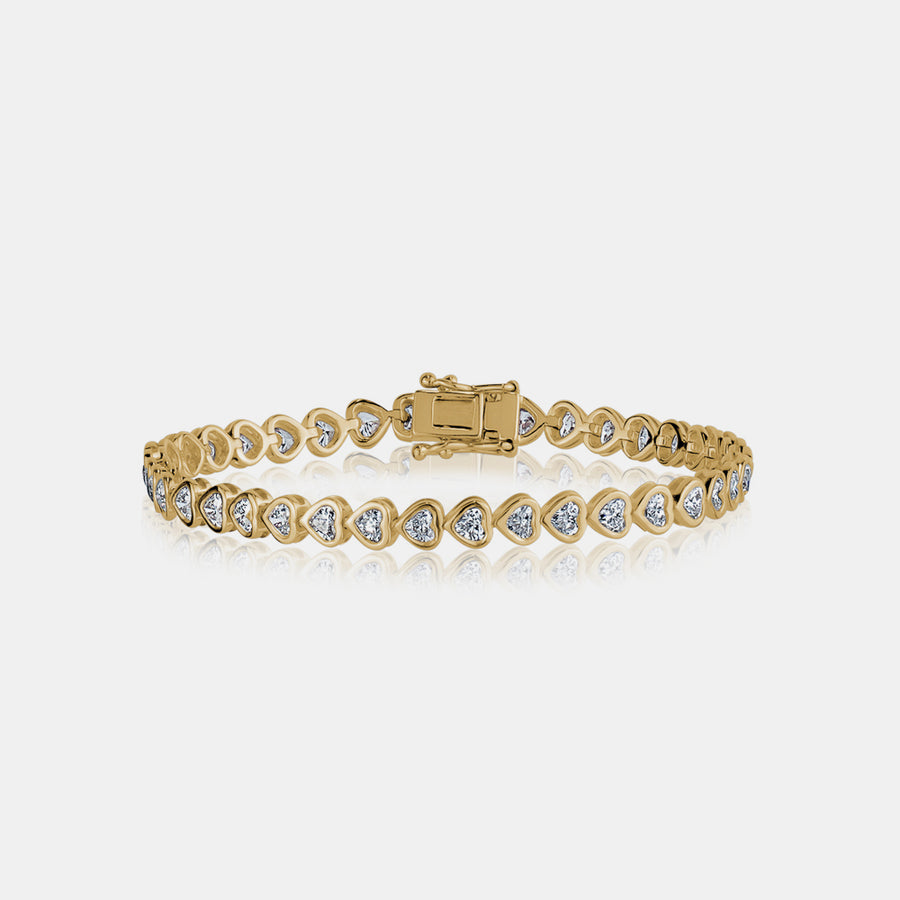 Bracelet de tennis serti de diamants en forme de coeur