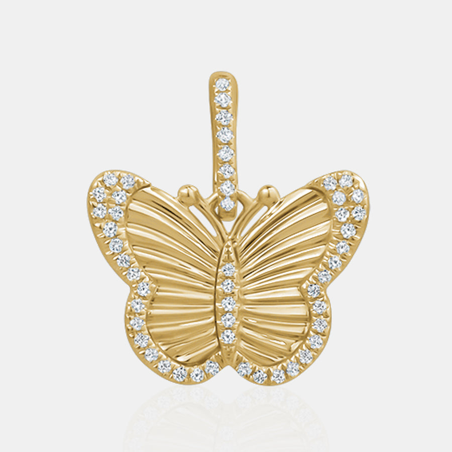 Breloque papillon en diamant cannelé