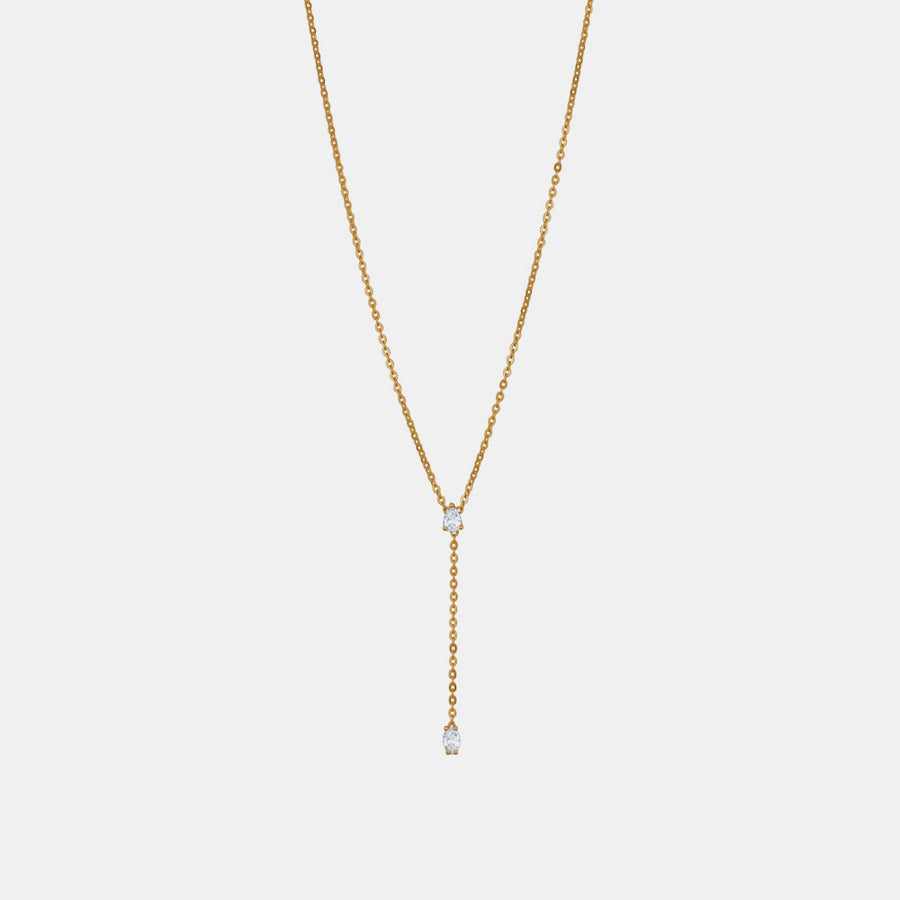 Collier Lariat poire et ovale avec diamants