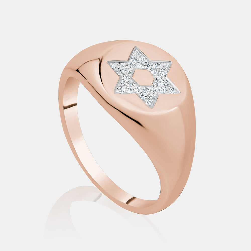 Star of David Signet Ring - 14K Rose Gold