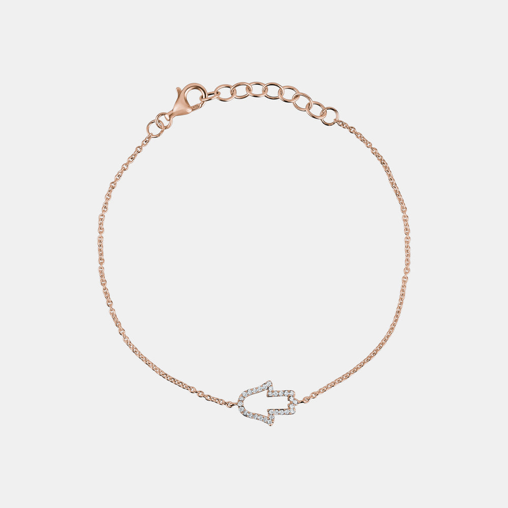 Open Diamond Hamsa Bracelet - 14K Rose Gold