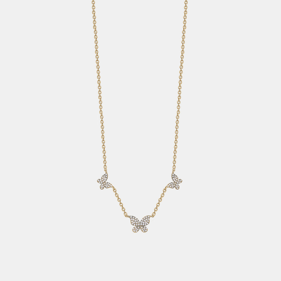 Collier papillon à trois diamants