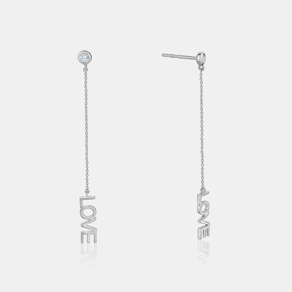 Diamond Love Chain Earrings