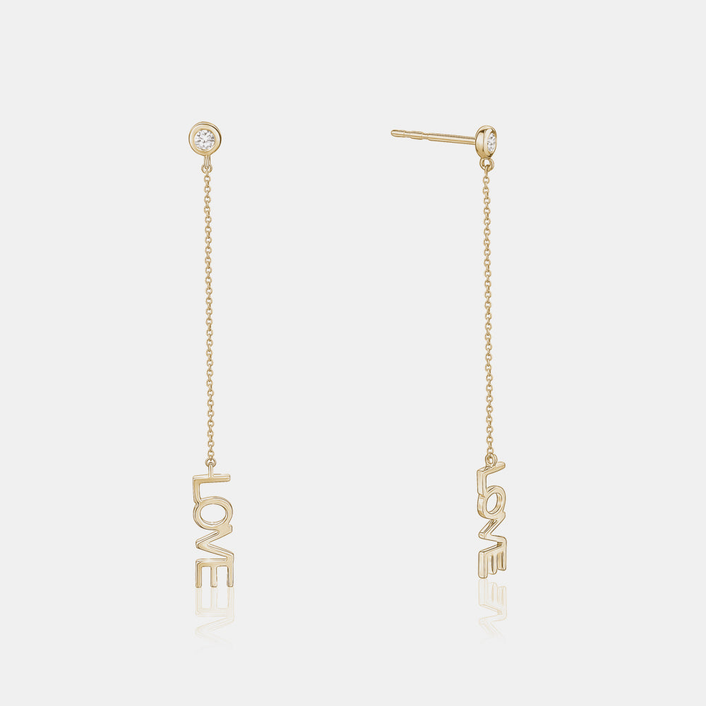 Boucles d'oreilles chaîne "Love" en diamant