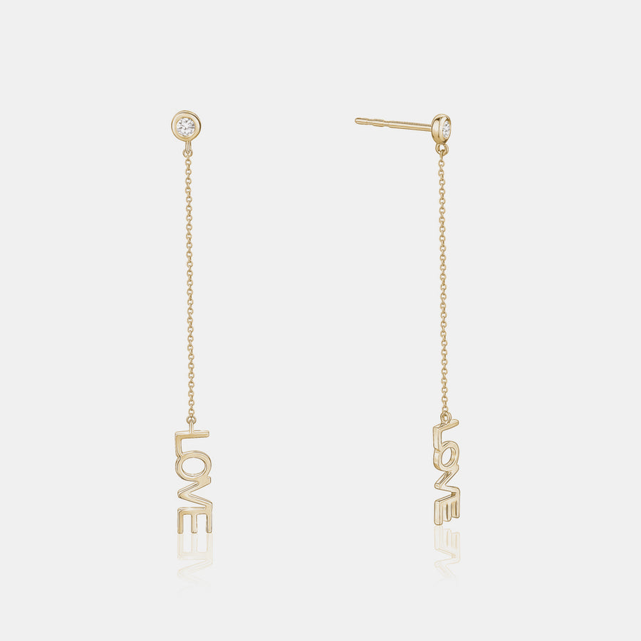 Boucles d'oreilles chaîne "Love" en diamant