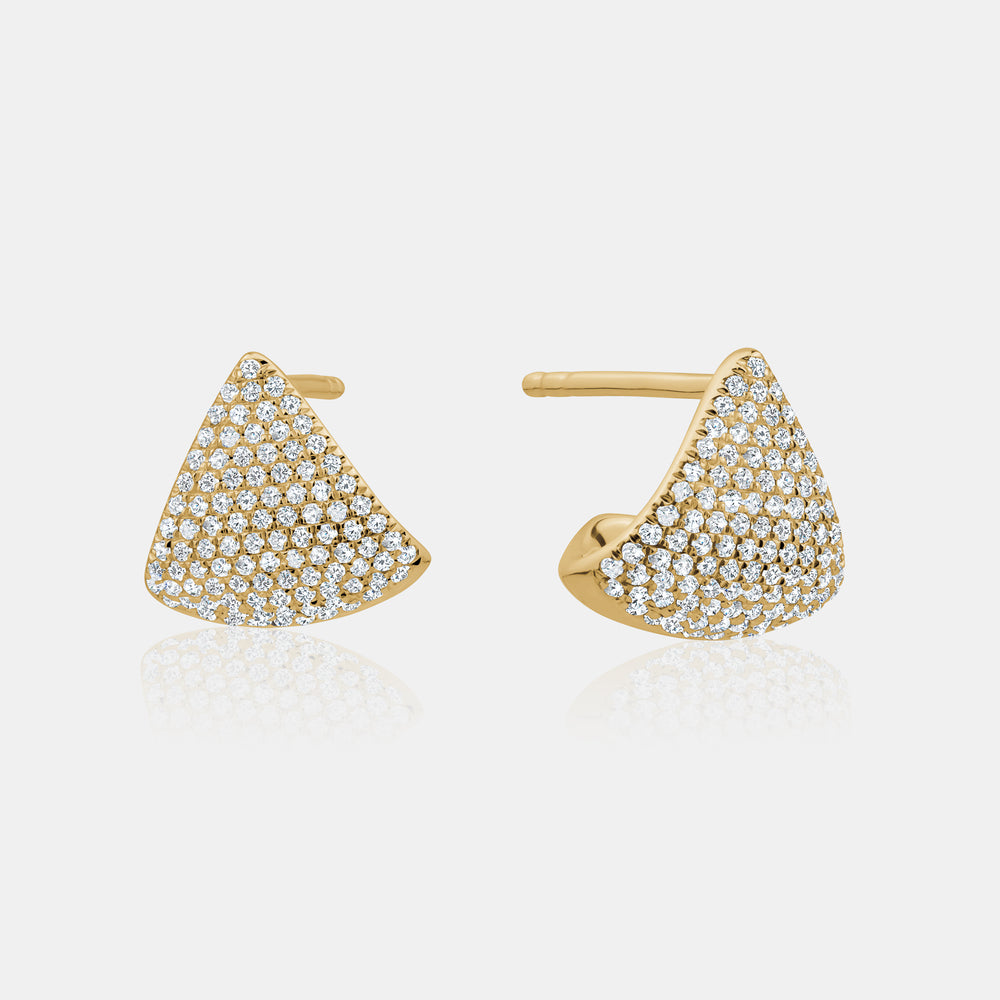 Pave Diamond Triangle Earrings - 14K Yellow Gold