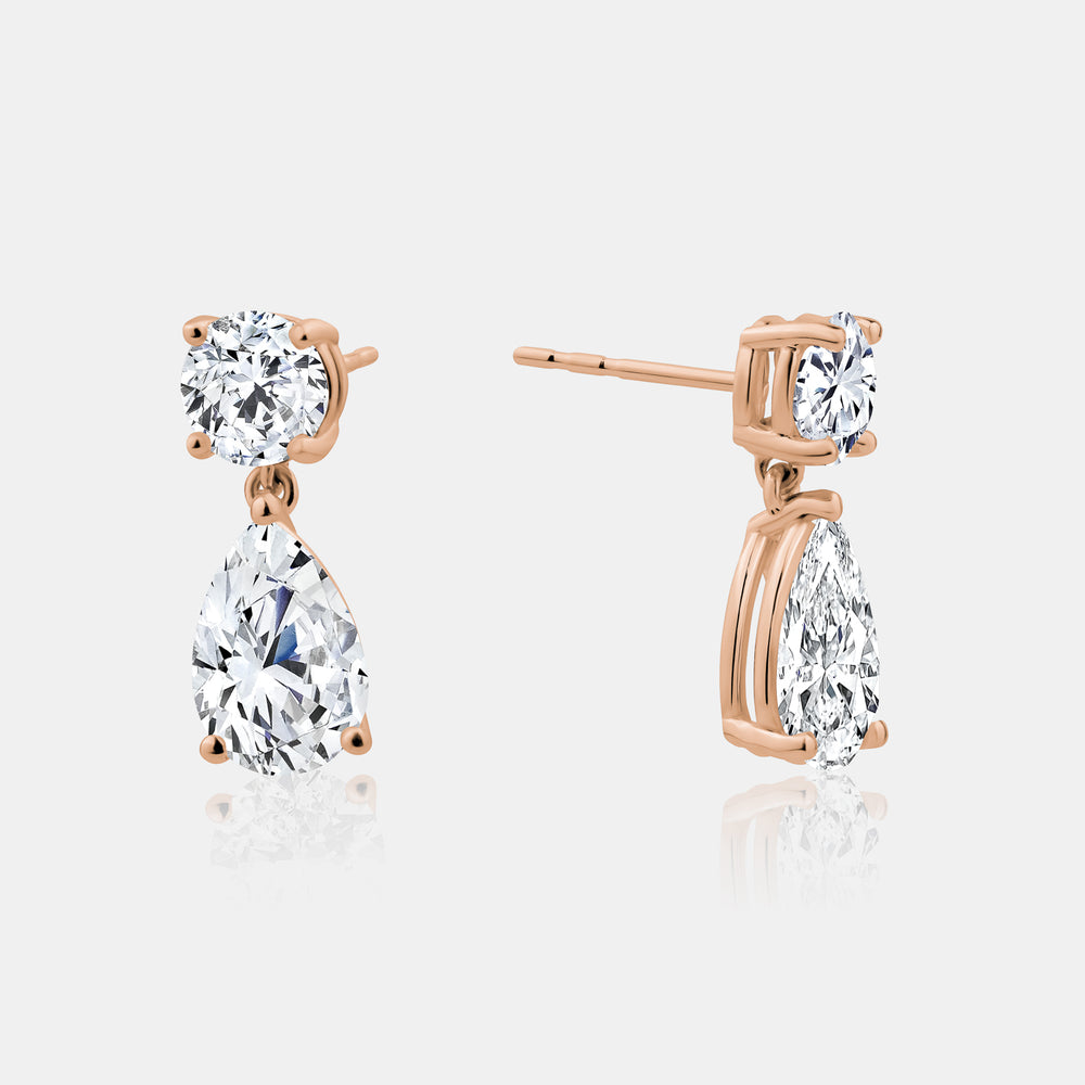 Lab Grown Pear Drop Statement Earrings - 14K Rose Gold