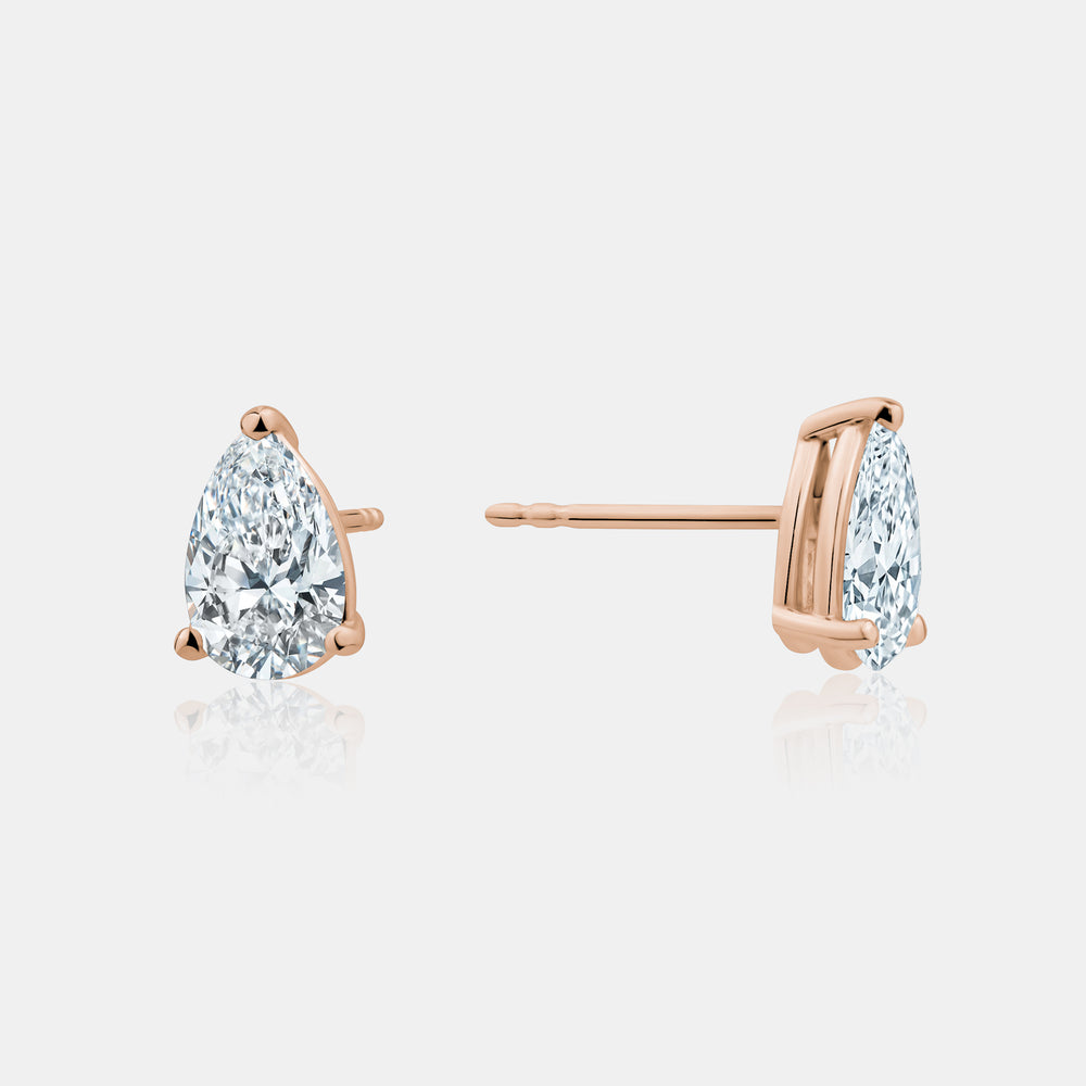 Lab Grown Diamond Pear Studs - 14K Rose Gold