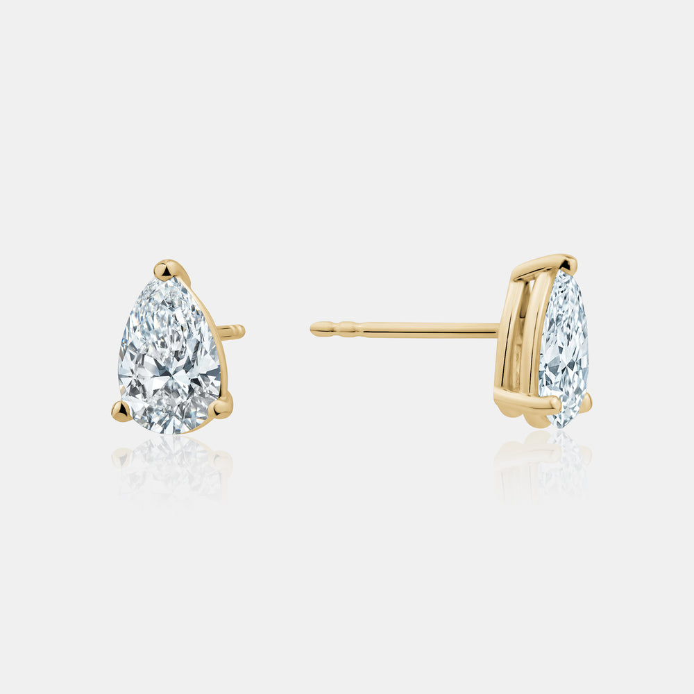 Lab Grown Diamond Pear Studs - 14K Yellow Gold