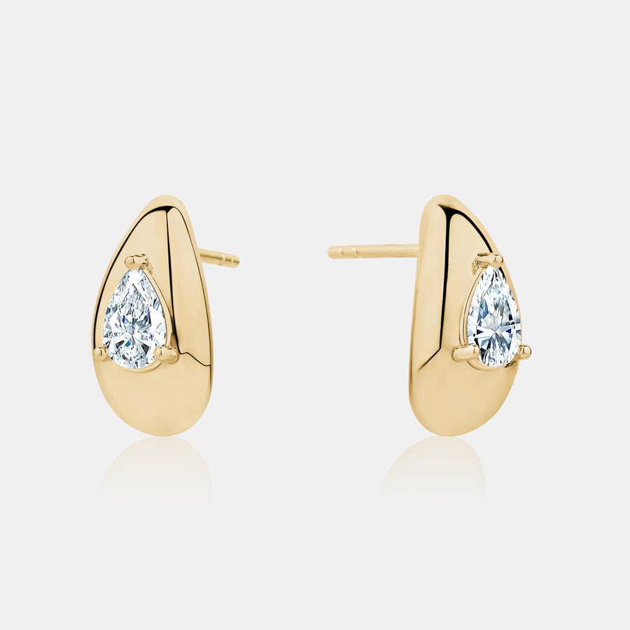 Lab Grown Tear Drop Puffy Earrings