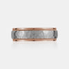 10K Two-Tone Brushed Hammered Center Milgrain Edge Wedding Band