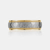 14K Two-Tone Brushed Hammered Centern Milgrain Edge Wedding Band