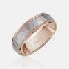 10K Two-Tone Brushed Hammered Center Milgrain Edge Wedding Band