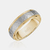 14K Two-Tone Brushed Hammered Centern Milgrain Edge Wedding Band