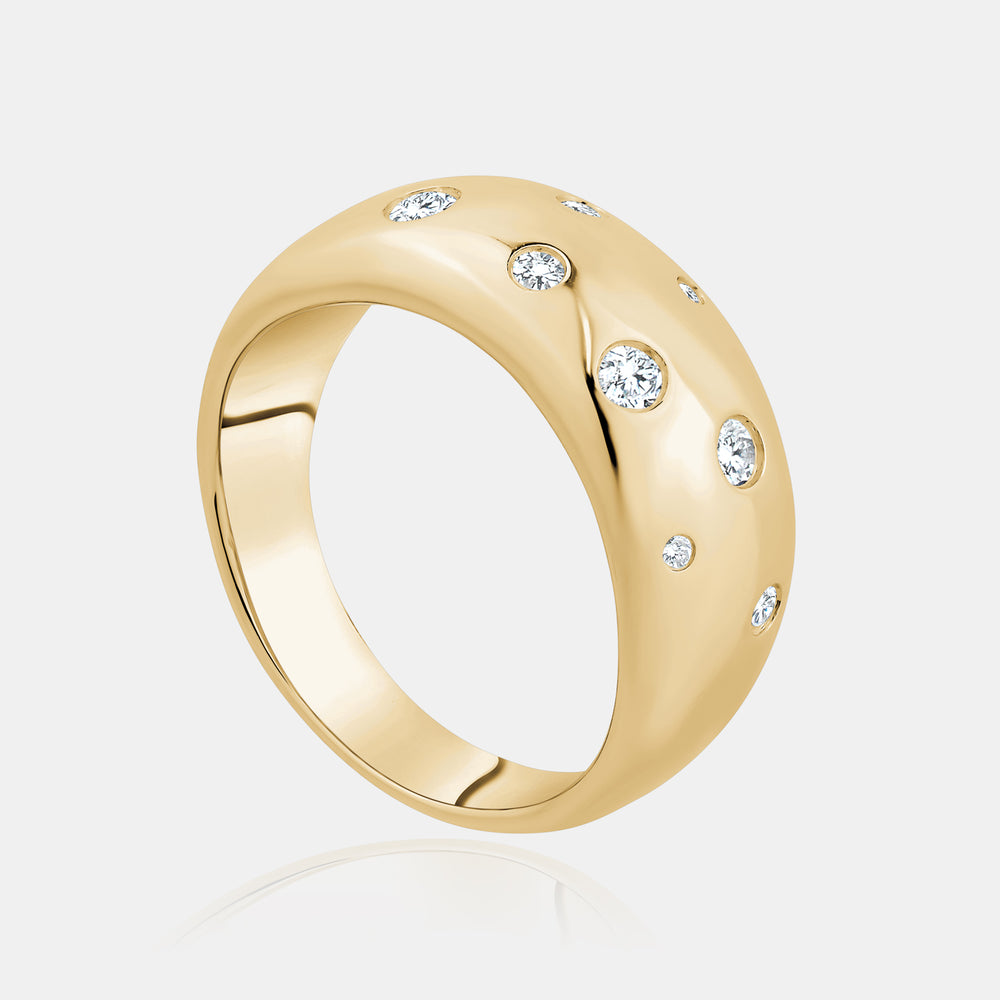 Diamond Inlay Ring - 14K Yellow Gold
