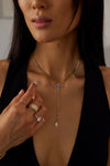 Collier lariat avec hamsa oeil maléfique en diamant