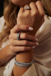 Bague croisée diamant baguette