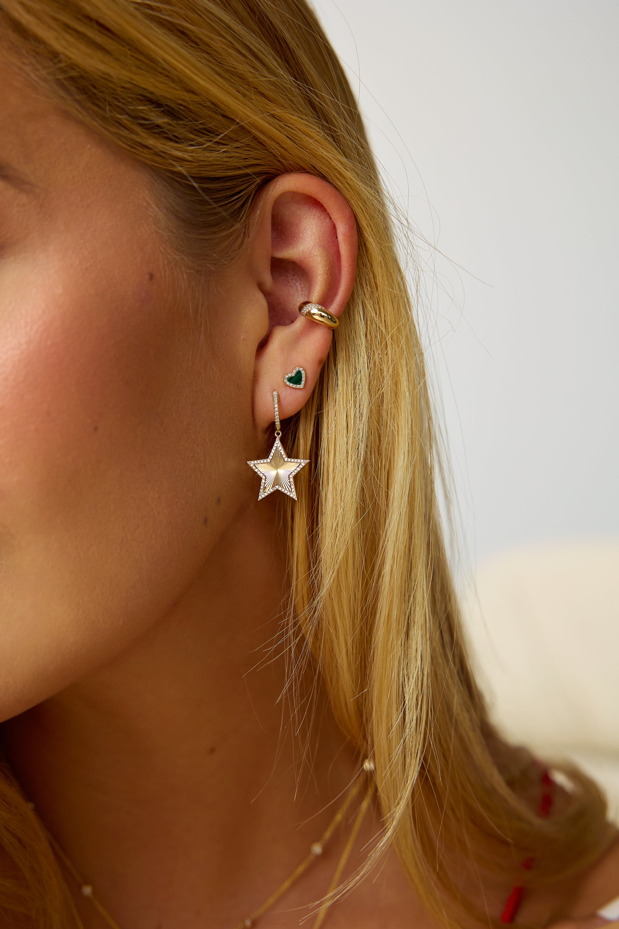 Diamond Fluted Star Earrings
