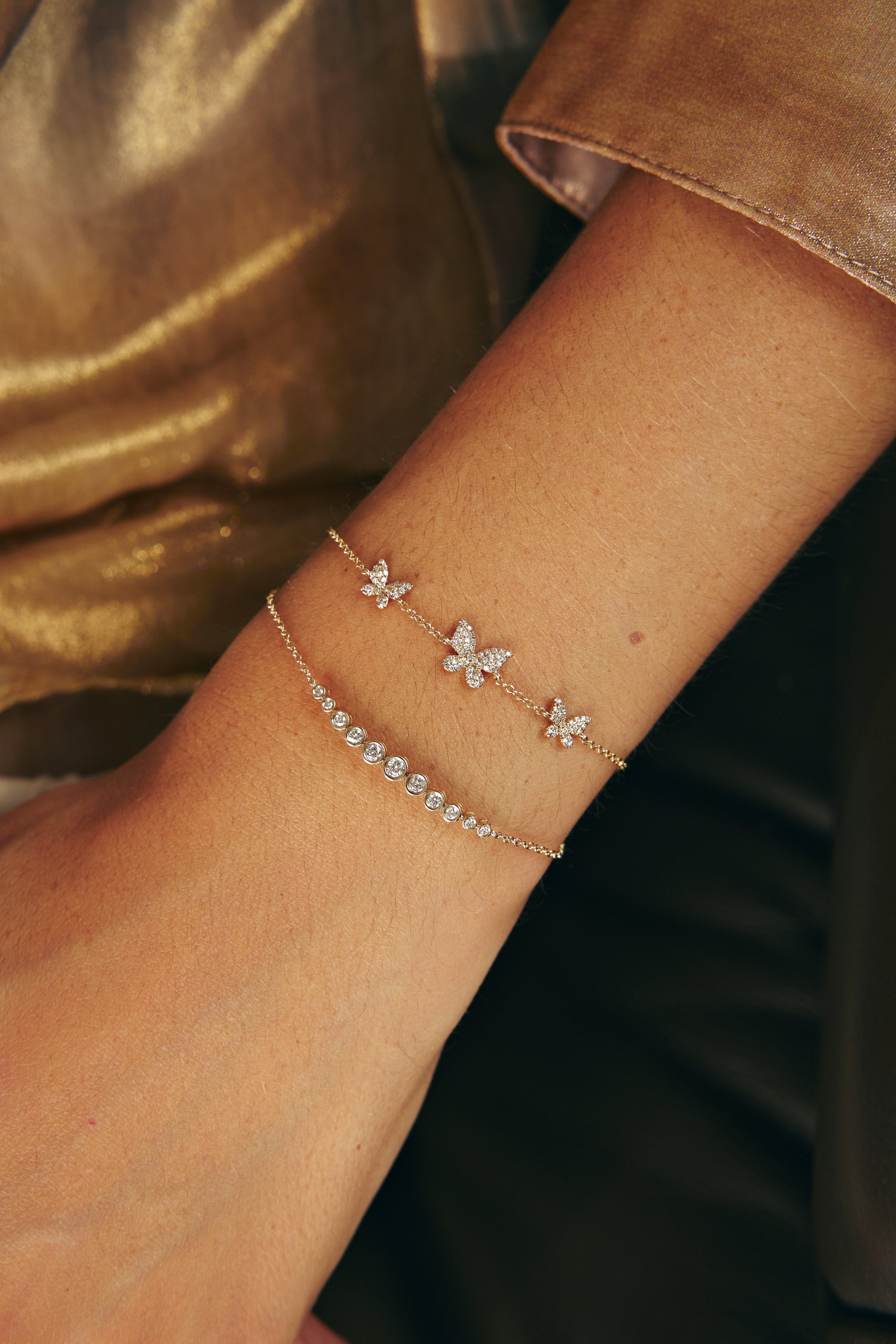 Triple Diamond Butterfly Bracelet