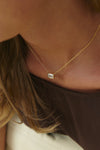 Lab Grown Diamond Bezel Emerald Necklace
