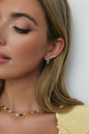 Boucles d'oreilles avec lunette en diamant et saphir
