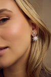Boucles d'Oreilles en Diamant à Double Étoile Pendante