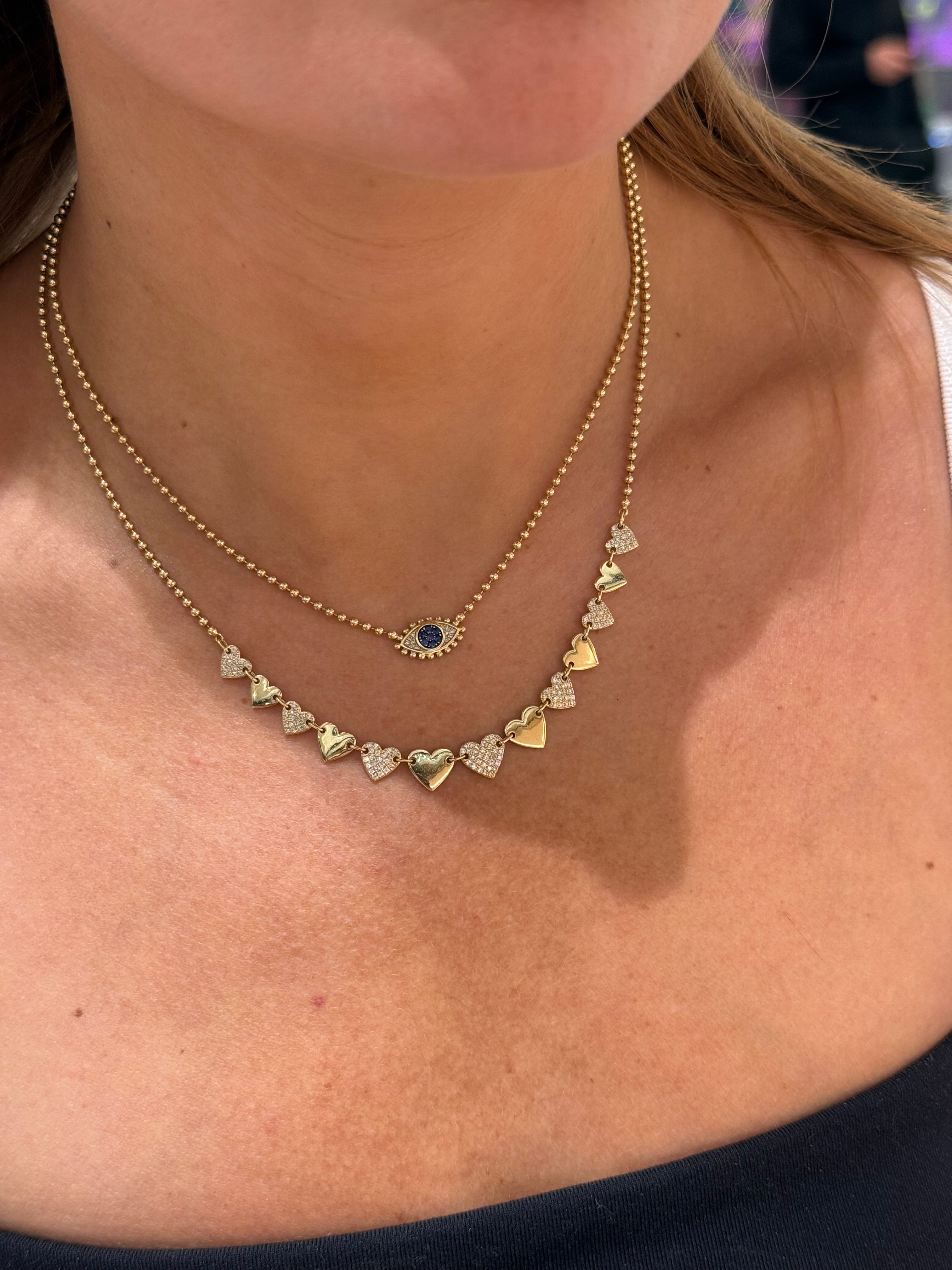 Diamond Sapphire Evil Eye Beaded Necklace