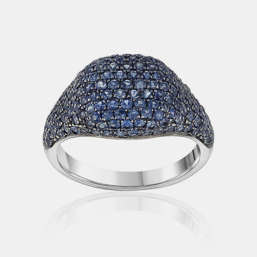  Bague Chevalière Pavé de Saphir
