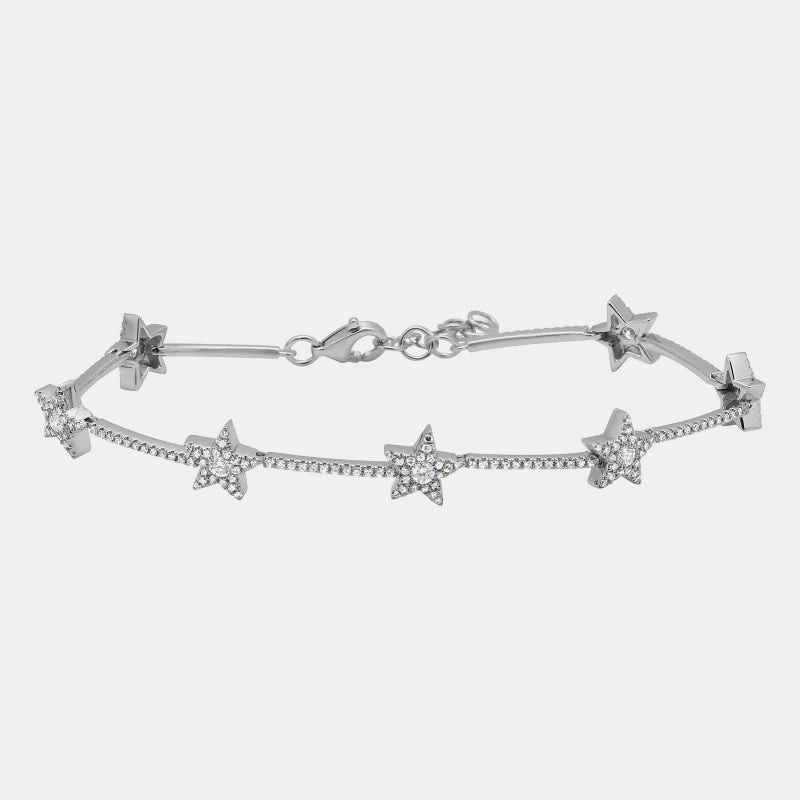 Diamond Star Bracelet - 14K White Gold