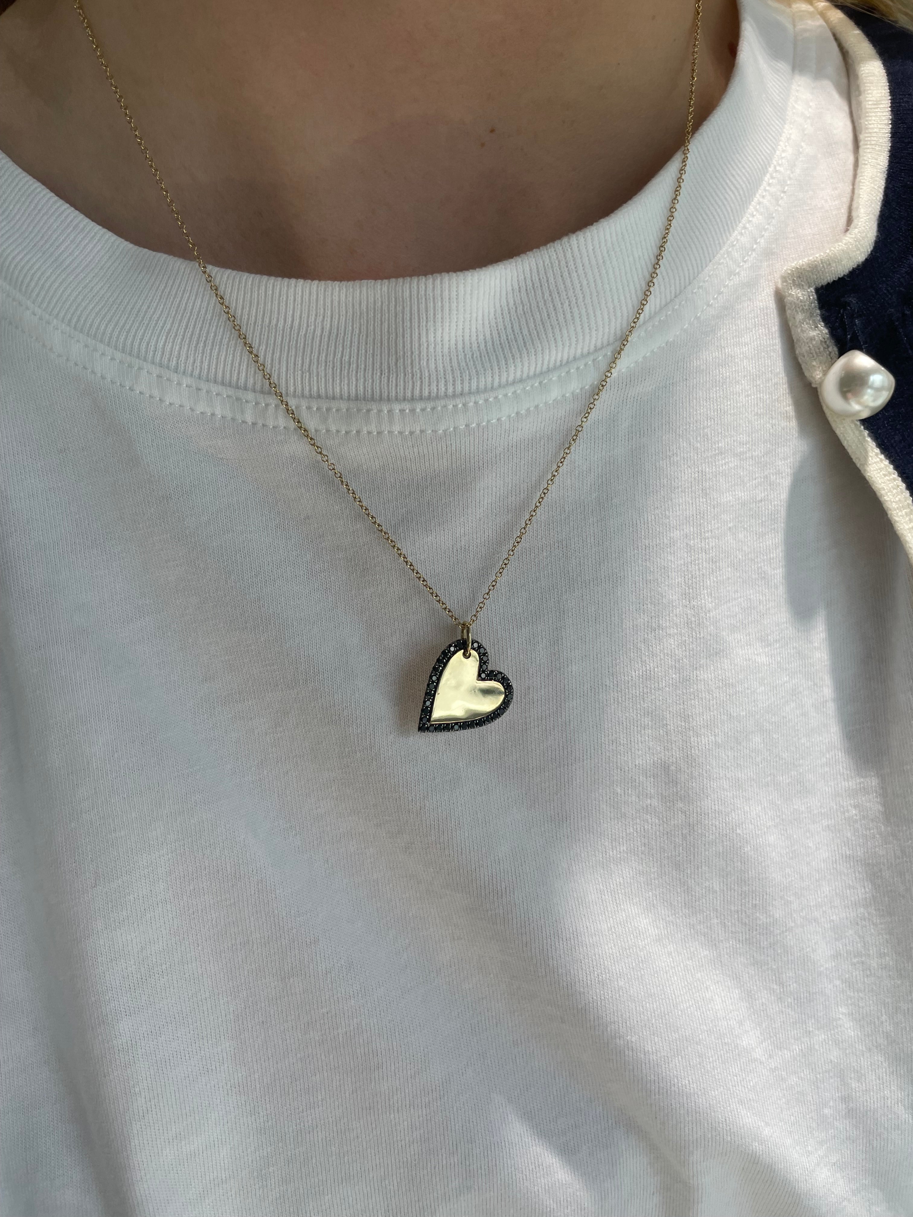 Black Diamond Border Heart Necklace